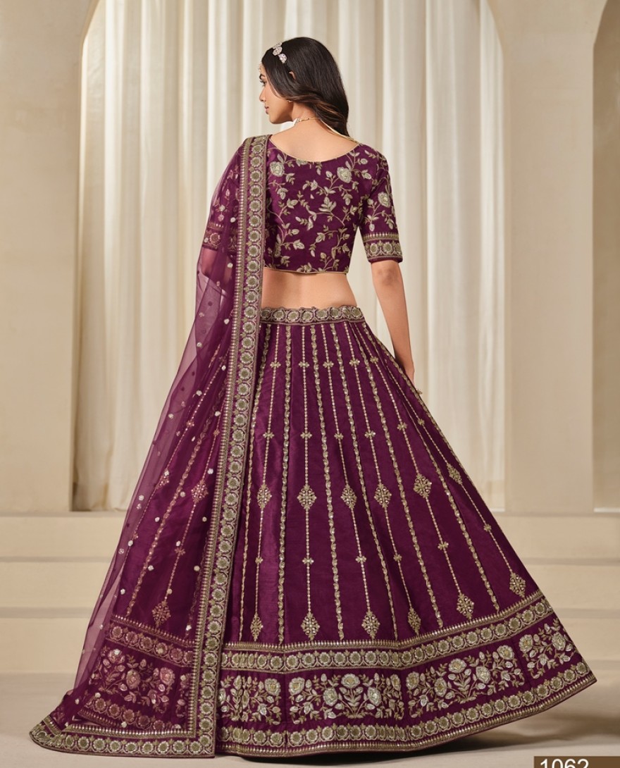 1062-purple - Indian Ethnic Wedding Wear Purple Lengha Party Bridal Bollywood Lehenga Choli Designer